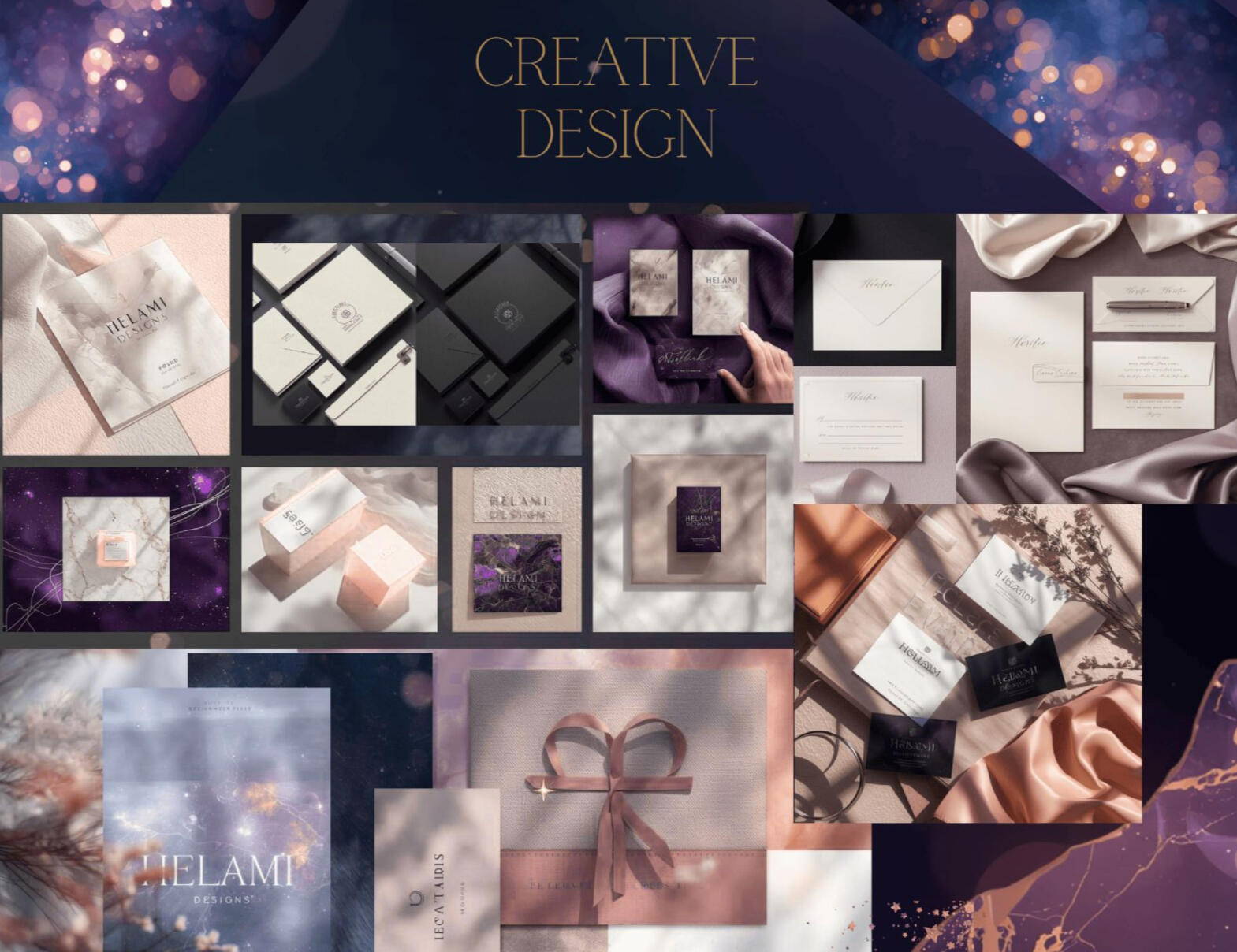 Selected branding, logo, and web design work by Helami Designs, showcasing strategic visual identities and digital experiences.